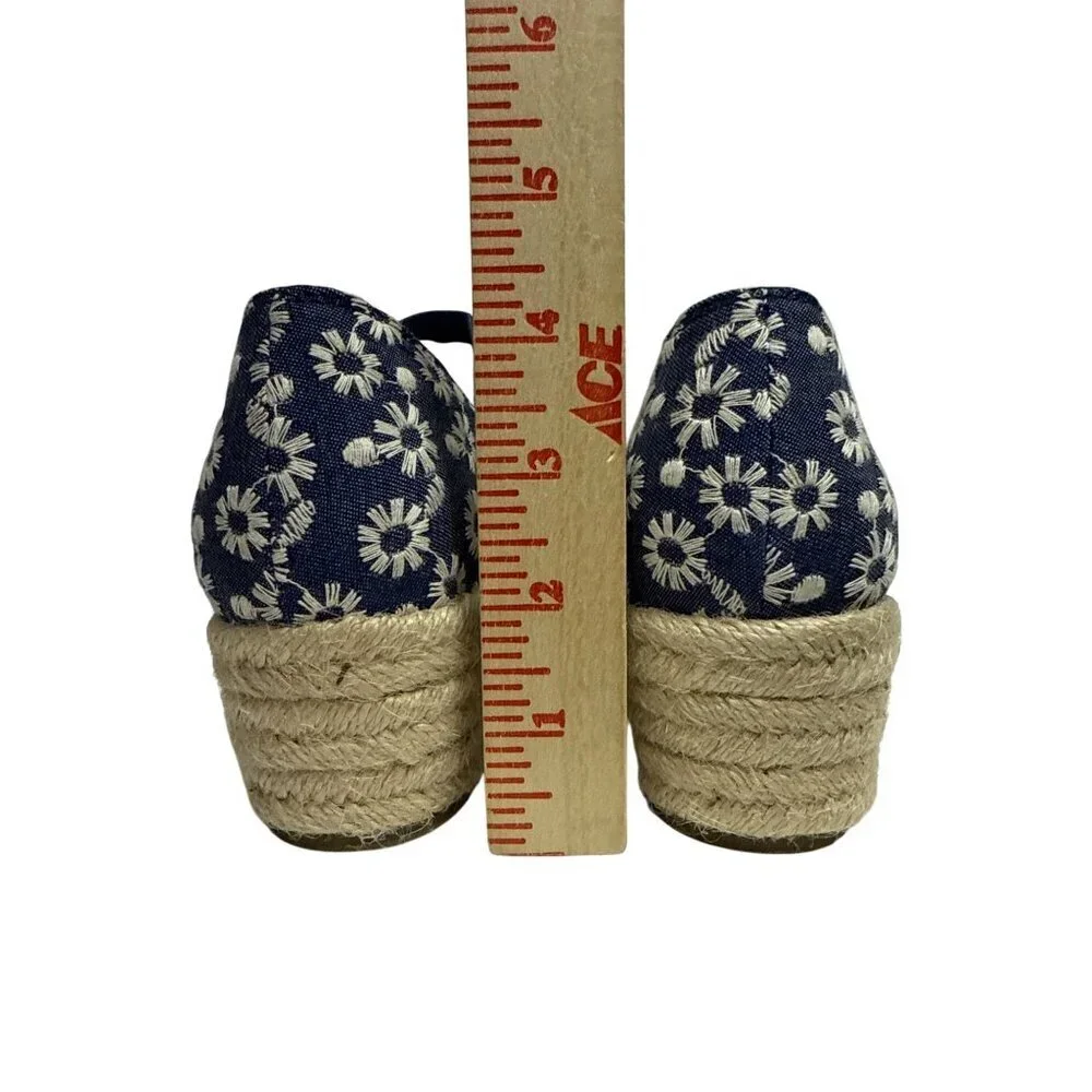 LifeStride Kaylee Women's Shoes Espadrille Blue White Daisy Floral Wedge 9.5
